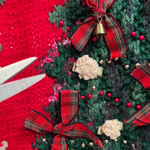 Tiara Red Sweater with Tree & Festive Accents small - Picture 10 of 12